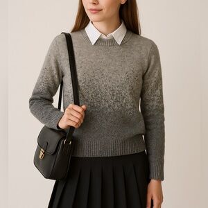 H&M Chunky Knit Sweater Gray Ombre Shimmery Size Small Cozy Chic Y2K